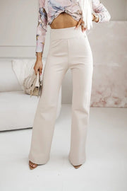 High Waisted Elastic Waist Long Pants
