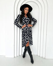Polka Wrap Midi Dress