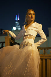 Blazer Set Tulle Sheer A Line Maxi Summer Dress