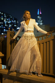 Blazer Set Tulle Sheer A Line Maxi Summer Dress