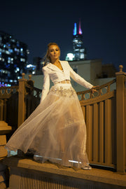 Blazer Set Tulle Sheer A Line Maxi Summer Dress