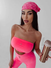 Velvet High Waisted Pants Strapless Top Set