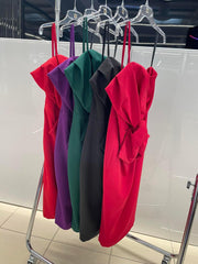 One Shoulder Bow Tie Elegant Cocktail Midi Dress