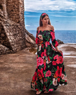 Off-the-Shoulder Floral Maxi Dress