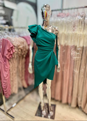 Azara Ruffle One Shoulder Asymmetrical Dress