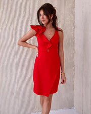 Ruffle Asymmetrical Mini Dress