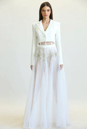 Blazer Set Tulle Sheer A Line Maxi Summer Dress