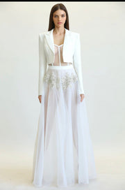 Blazer Set Tulle Sheer A Line Maxi Summer Dress