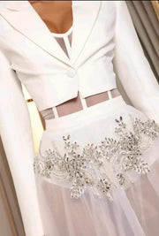 Blazer Set Tulle Sheer A Line Maxi Summer Dress