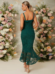 Emerald Green Lace Midi Maxi Dress