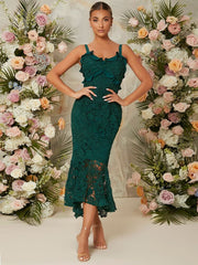 Emerald Green Lace Midi Maxi Dress