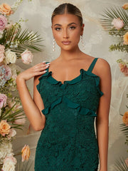 Emerald Green Lace Midi Maxi Dress