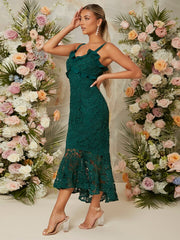 Emerald Green Lace Midi Maxi Dress