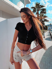 Cropped Button Shirt