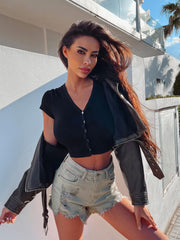 Cropped Button Shirt