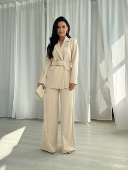ESiTO Oversized Blazer Wide Leg Pants with Belt Suit Set