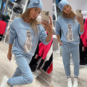 Long Sleeve Dog Rhinestone Noodie Sweater