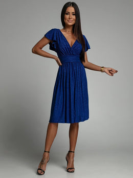 Short Sleeve Sparkle Midi A Line Dress