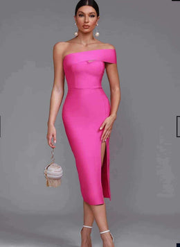 Off The Shoulder Bandage Body Con Midi Summer Dress