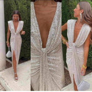 Waterfall Sleeveless Knot Midi Dress