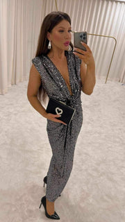 Waterfall Sleeveless Knot Midi Dress