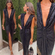 Waterfall Sleeveless Knot Midi Dress