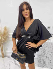 Butterfly Body Con Satin Mini Summer Dress