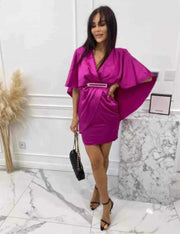 Butterfly Body Con Satin Mini Summer Dress