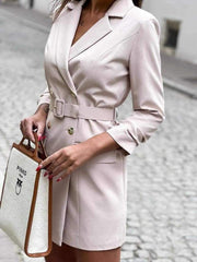 Belted Blazer Suit Dress