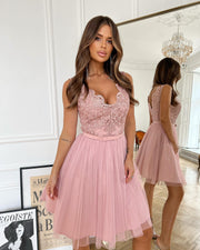 Lace Tulle Mini A Line Dress
