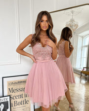 Lace Tulle Mini A Line Dress