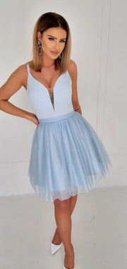 Spaghetti Strap Tulle A Line Mini Dress