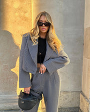 Cropped Houndstooth Suit