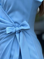 Long Sleeve Wrap Tie Mini Dress