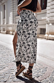 Black & White Skirt Short Long Body Con Leg Split