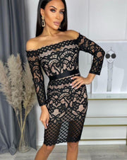 Lace Off Shoulder Mini Dress