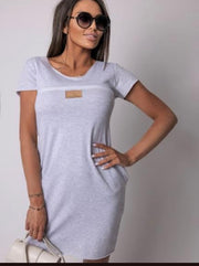 Short Sleeve Cotton Pocket Everyday Mini Dress