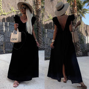 Short Sleeve Linen Maxi Dress