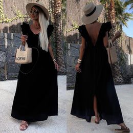 Short Sleeve Linen Maxi Dress