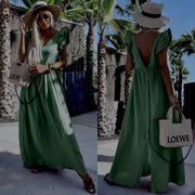 Short Sleeve Linen Maxi Dress