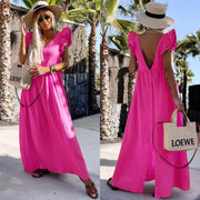 Short Sleeve Linen Maxi Dress