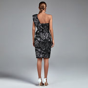 One Shoulder Sleeveless Frill Dress