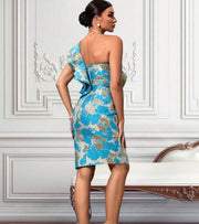 One Shoulder Frail Midi Mini Dress