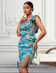 One Shoulder Frail Midi Mini Dress