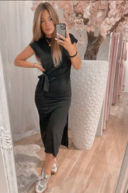 Short Sleeve Body Con Wrap Midi Maxi Summer Dress