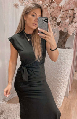 Short Sleeve Body Con Wrap Midi Maxi Summer Dress