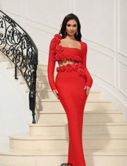 Body Con Flower Bandage Two Piece Set Summer