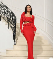 Body Con Flower Bandage Two Piece Set Summer