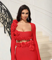 Body Con Flower Bandage Two Piece Set Summer