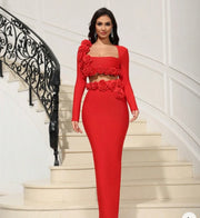 Body Con Flower Bandage Two Piece Set Summer